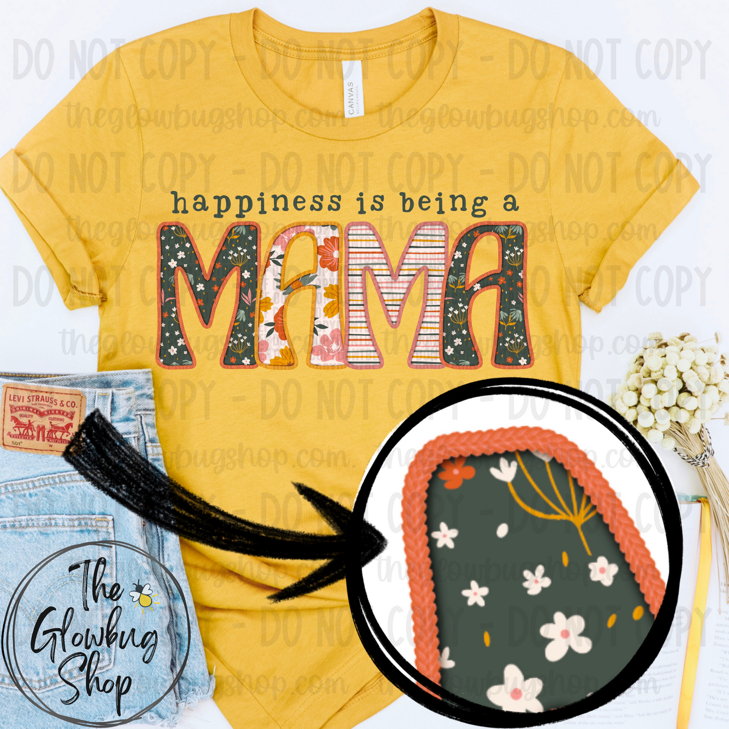 Happiness Is Being A Mama (faux stitching)