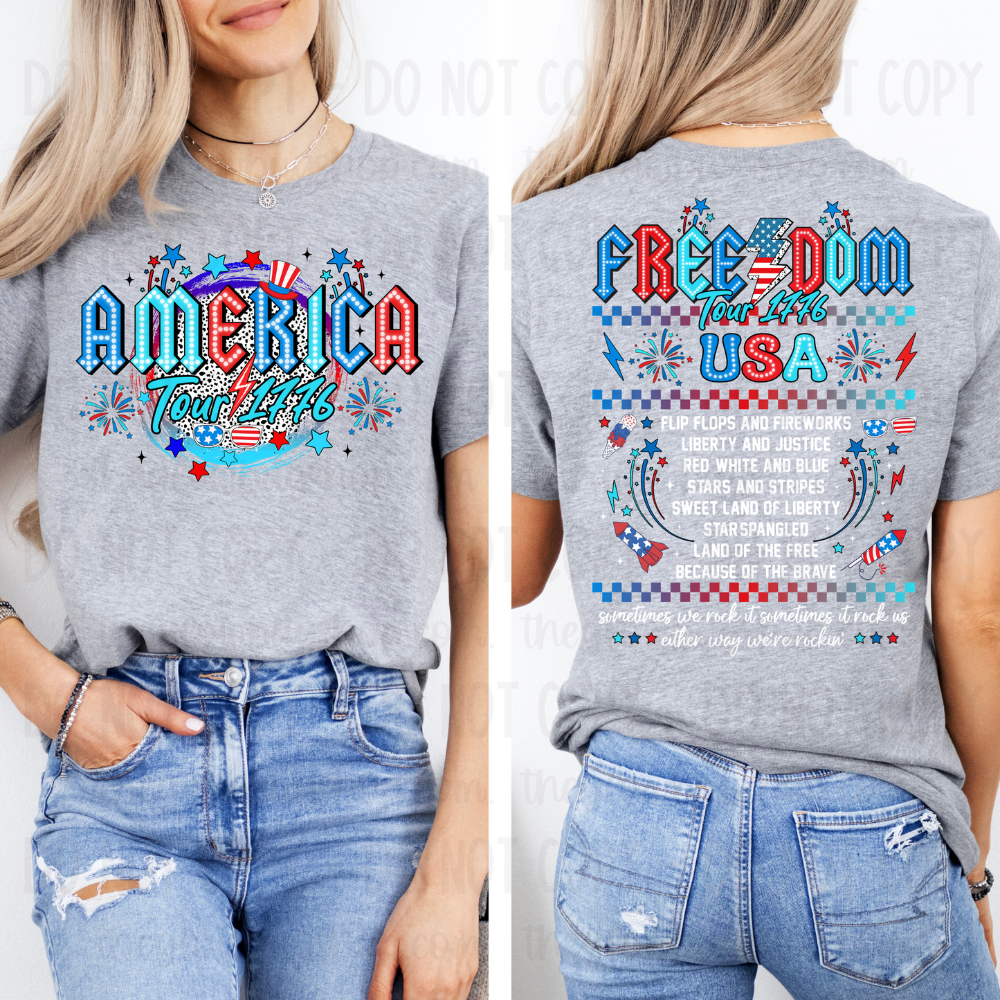 America Tour 1776 (front and back) white ink